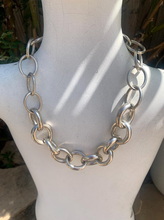 Chunky. Vintage. Sterling Silver. Large Cuban Link. Modern. Contemporary. Necklace. OOAK.