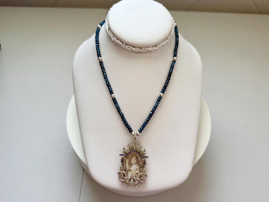 Picture Frame Pendant Necklace. Ornate Detail. Handmade Faceted Necklace.OOAK